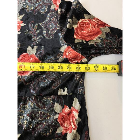 Whimsigoth Fairygoth Witchy 90s 3X Romantic Goth Floral Peasant Velvet Tunic Top - Picture 11 of 12